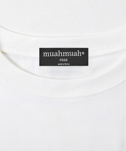 muahmuah（ムーアムーア）の「A'GEM/9 × .kom 『muah muah/ムーアムーア』SLIM FIT CROP HALF T-SHIRT/スリムフィット クロップハーフTシャツ（Tシャツ/カットソー・レディース・ブラック/ホワイト・FREE）」の11枚目の写真