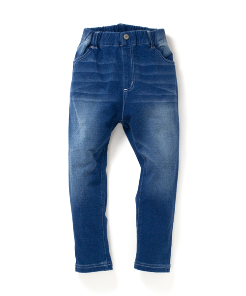 Smoothy(スムージー)の「Smoothy Denim sweat sarueru pants / スムージー デニムスウェットサルエルパンツ(デニムパンツ・キッズ・インディゴブルー・100/120/90/150/140/110/130)」の2枚目の写真
