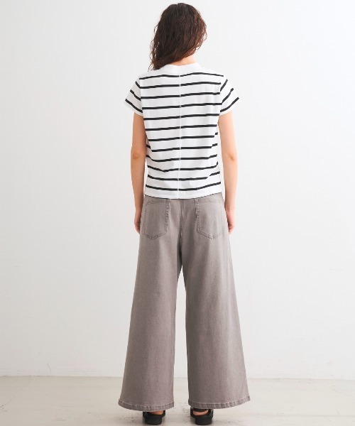 three dots(スリードッツ)の「サンデッドジャージー ミニT(Tシャツ/カットソー・レディース・グレー系その他/ホワイト×ブラック・SMALL/MEDIUM)」の10枚目の写真