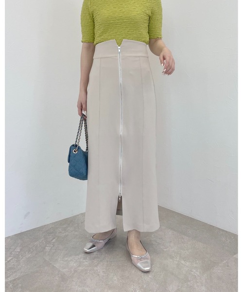 mysty woman(ミスティウーマン)の「フロントzipタイトスカート 113492(スカート・レディース・ブラック/ライトベージュ/ベージュ系その他・FREE)」の9枚目の写真