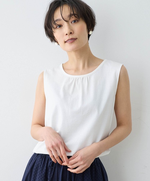 DECOY SINCE 1981（デコイシンスイチキュウハチイチ）の「【接触冷感・UVカット】オーガニックコットンタンクトップ（Tシャツ/カットソー・レディース・グレー/ブラック/ホワイト/ネイビー・LL/M/L/3L/4L）」の6枚目の写真