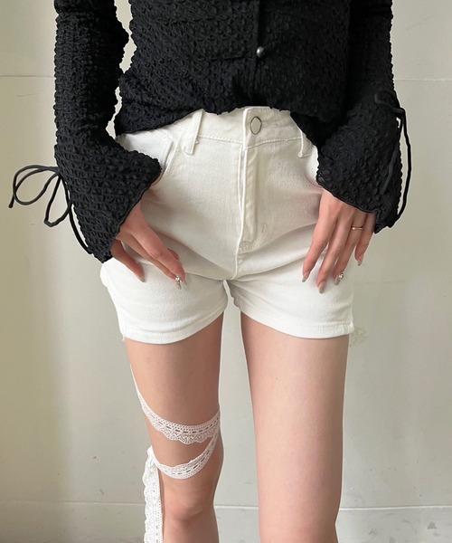 Jewelobe(ジュエローブ)の「レースリボンマイクロショートパンツ(その他パンツ・レディース・ホワイト/ブラック・M/S)」の3枚目の写真
