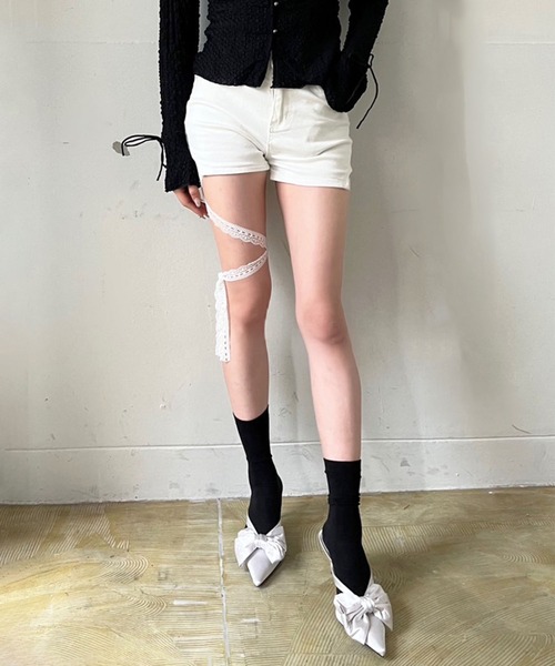 Jewelobe(ジュエローブ)の「レースリボンマイクロショートパンツ(その他パンツ・レディース・ホワイト/ブラック・M/S)」の6枚目の写真