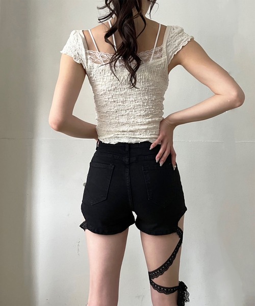 Jewelobe(ジュエローブ)の「レースリボンマイクロショートパンツ(その他パンツ・レディース・ホワイト/ブラック・M/S)」の12枚目の写真