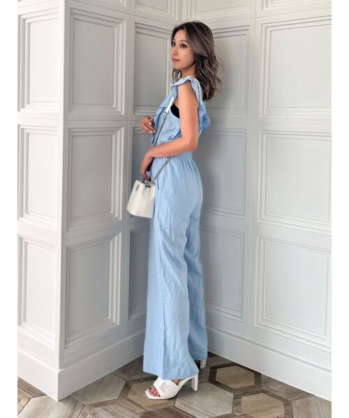 GYDA(ジェイダ)の「フリルデザインオールインワン(つなぎ/オールインワン・レディース・ブラック/ライトブルー・FREE)」の10枚目の写真