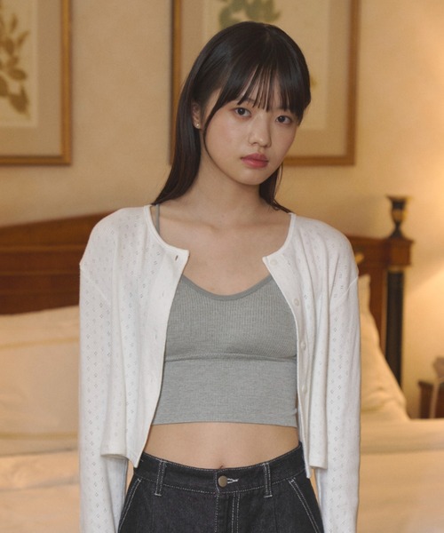 GIUNON(ジウノン)の「【カップ付き】rib fit bra top / リブフィットブラトップ(キャミソール・レディース・ホワイト/ブラック/グレー・FREE)」の19枚目の写真