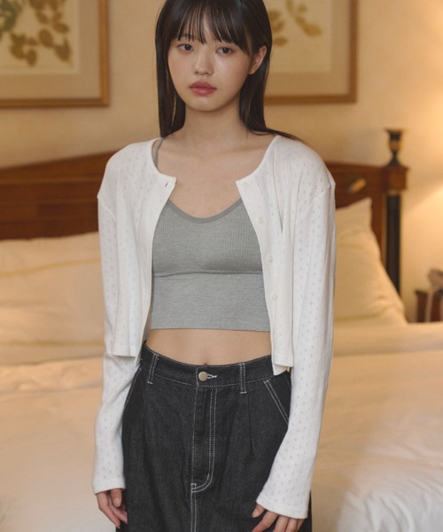 GIUNON(ジウノン)の「【カップ付き】rib fit bra top / リブフィットブラトップ(キャミソール・レディース・ホワイト/ブラック/グレー・FREE)」の20枚目の写真