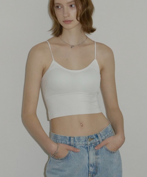カップ付き】rib fit bra top / リブフィットブラトップ