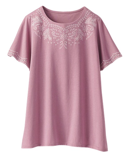 BELLUNA PLUS(ベルーナ)の「スカラップ刺しゅう華やぎプルオーバー(Tシャツ/カットソー・レディース・ローズ系/ブルー/ネイビー・MEDIUM/LARGE/X-LARGE)」の11枚目の写真