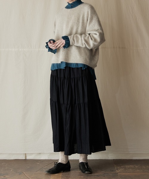suzuki takayuki（スズキタカユキ）の「tiered skirt（スカート・レディース・ブルー系その他/ブラック・FREE）」の5枚目の写真