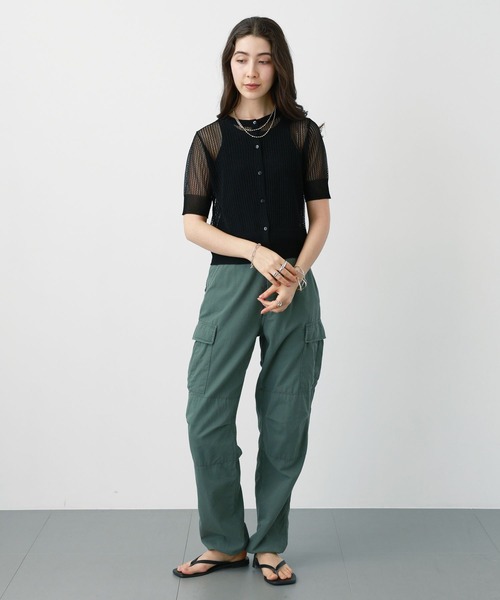 saloon（サルーン）の「SALOON(サルーン)/　シアー透かし編みニットカーデ【手洗い可】（カーディガン/ボレロ・レディース・シルバー/ブラウン/ブラック・FREE）」の13枚目の写真