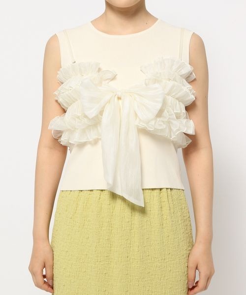 mysty woman（ミスティウーマン）の「フリルビスチェSET　128888（ニット/セーター・レディース・ブラック/ピンク/オフホワイト・FREE）」の22枚目の写真