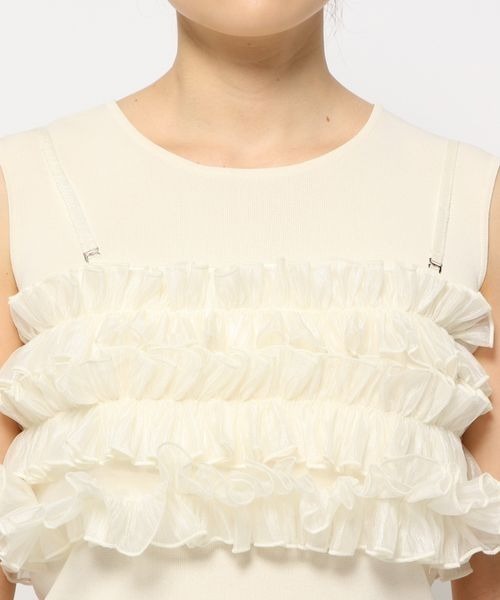 mysty woman（ミスティウーマン）の「フリルビスチェSET　128888（ニット/セーター・レディース・ブラック/ピンク/オフホワイト・FREE）」の15枚目の写真