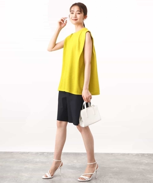 MK MICHEL KLEIN(エムケーミッシェルクラン)の「ベーシックツイルショート丈パンツ/洗える(その他パンツ・レディース・モカ/ネイビー・38)」の8枚目の写真