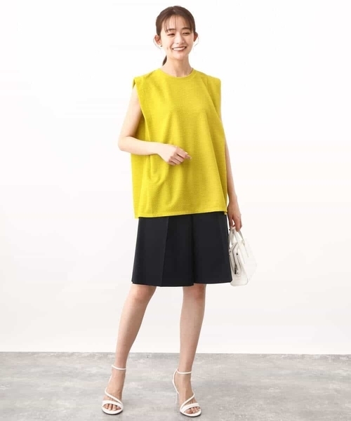 MK MICHEL KLEIN(エムケーミッシェルクラン)の「ベーシックツイルショート丈パンツ/洗える(その他パンツ・レディース・モカ/ネイビー・38)」の7枚目の写真