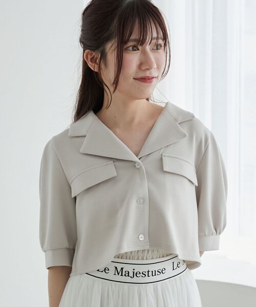 MAJESTIC LEGON（マジェスティックレゴン）の「クロップドカットジャケット（その他トップス・レディース・ブラック/ベージュ・MEDIUM）」の7枚目の写真