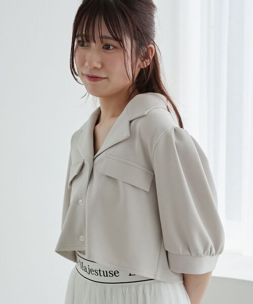 MAJESTIC LEGON（マジェスティックレゴン）の「クロップドカットジャケット（その他トップス・レディース・ブラック/ベージュ・MEDIUM）」の5枚目の写真