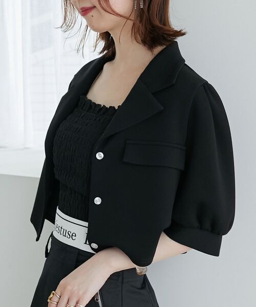 MAJESTIC LEGON（マジェスティックレゴン）の「クロップドカットジャケット（その他トップス・レディース・ブラック/ベージュ・MEDIUM）」の19枚目の写真