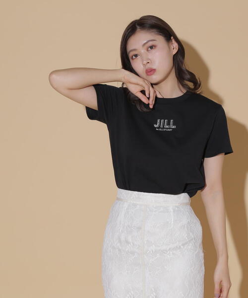 JILL by JILL STUART(ジルバイジルスチュアート)の「◇オーガニックコットンパール刺繍ロゴTシャツ(Tシャツ/カットソー・レディース・ホワイト/ホワイト系その他/ブラック・FREE)」の5枚目の写真