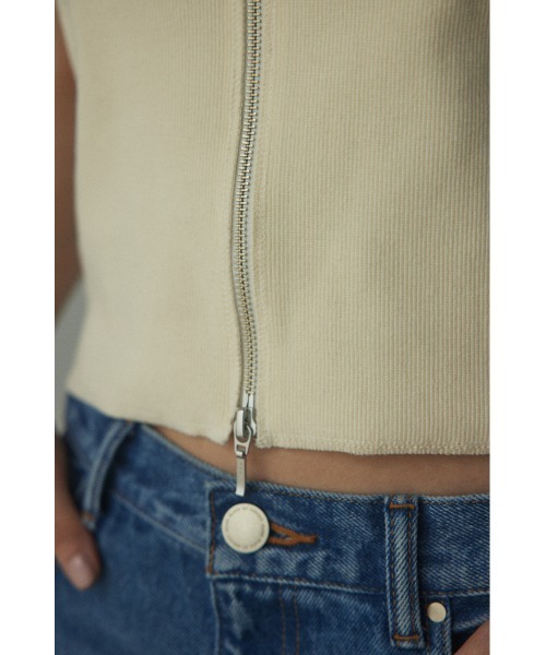 BLACK BY MOUSSY(ブラックバイマウジー)の「front zip tanktop(フロントジップタンクトップ)(タンクトップ・レディース・ターコイズブルー/ホワイト/ライトブラック・FREE)」の6枚目の写真