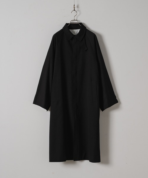 【新品】Casper John ロングコート 〖XS〗BLACK 2024aw セール】Roll-up bal collar coat/ロールアップバルカラーコート