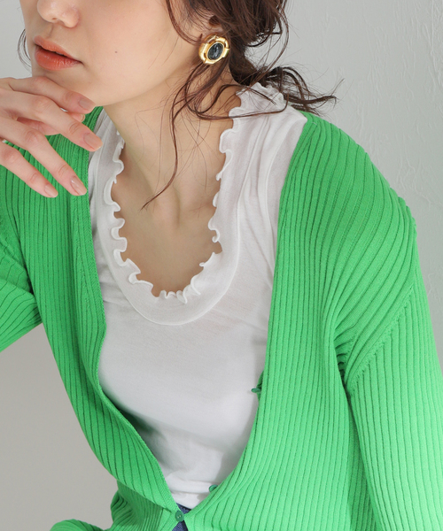 IENA LA BOUCLE（イエナラブークル）の「《WEB限定追加》【SEAMLESS BASIC./シームレスベーシック】Flounce タンクトップ4（タンクトップ・レディース・ブラック/ホワイト・FREE）」の6枚目の写真