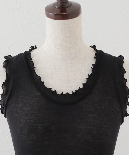 IENA LA BOUCLE（イエナラブークル）の「《WEB限定追加》【SEAMLESS BASIC./シームレスベーシック】Flounce タンクトップ4（タンクトップ・レディース・ブラック/ホワイト・FREE）」の10枚目の写真