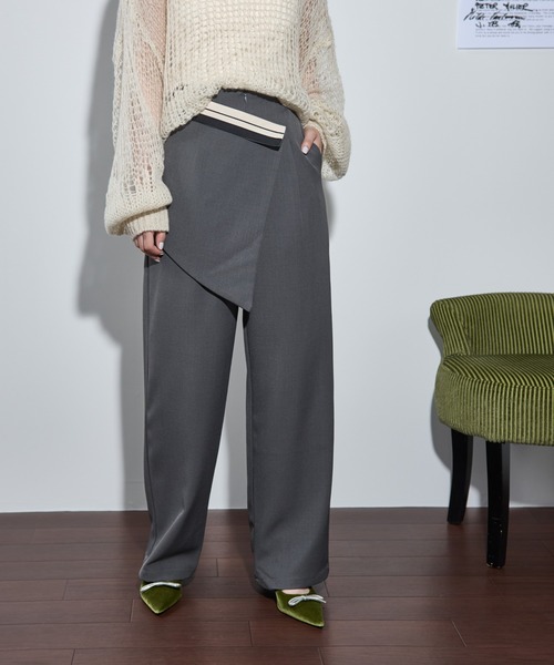 セール】マーベルトデザインアシメフラップスラックス（スラックス