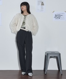 マーベルトデザインアシメフラップスラックス