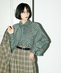 KBF | ボリュームスリーブチェックシャツ(シャツ/ブラウス)