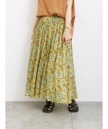 Samansa Mos2 blue | 【Made in India】花柄ボイルギャザースカート(スカート)