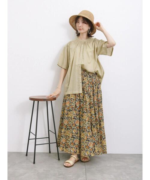 Samansa Mos2 blue（サマンサモスモスブルー）の「【Made in India】花柄ボイルギャザースカート（スカート・レディース・チャコールグレー/ブルー/イエロー・F）」の7枚目の写真