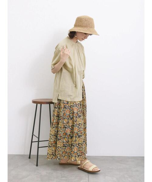 Samansa Mos2 blue（サマンサモスモスブルー）の「【Made in India】花柄ボイルギャザースカート（スカート・レディース・チャコールグレー/ブルー/イエロー・F）」の8枚目の写真