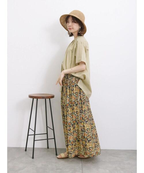 Samansa Mos2 blue（サマンサモスモスブルー）の「【Made in India】花柄ボイルギャザースカート（スカート・レディース・チャコールグレー/ブルー/イエロー・F）」の9枚目の写真