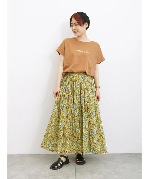 Samansa Mos2 blue（サマンサモスモスブルー）の「【Made in India】花柄ボイルギャザースカート（スカート・レディース・チャコールグレー/ブルー/イエロー・F）」の12枚目の写真