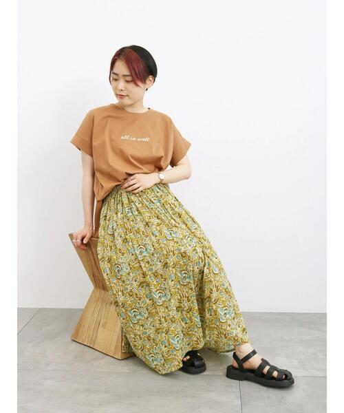 Samansa Mos2 blue（サマンサモスモスブルー）の「【Made in India】花柄ボイルギャザースカート（スカート・レディース・チャコールグレー/ブルー/イエロー・F）」の13枚目の写真