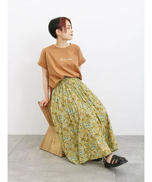 Samansa Mos2 blue（サマンサモスモスブルー）の「【Made in India】花柄ボイルギャザースカート（スカート・レディース・チャコールグレー/ブルー/イエロー・F）」の14枚目の写真