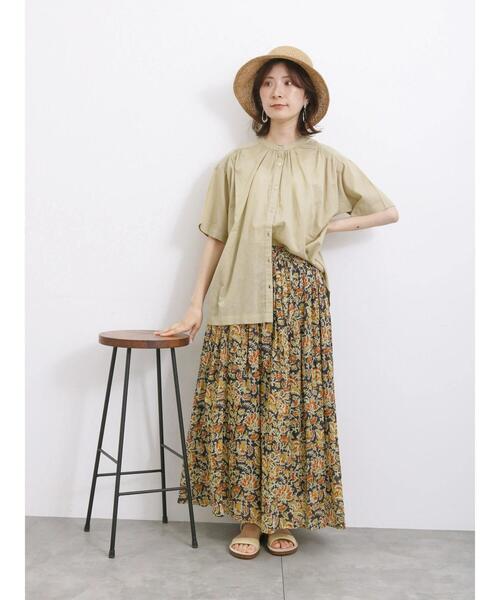 Samansa Mos2 blue（サマンサモスモスブルー）の「【Made in India】花柄ボイルギャザースカート（スカート・レディース・チャコールグレー/ブルー/イエロー・F）」の19枚目の写真