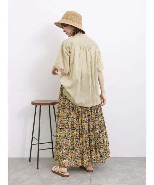 Samansa Mos2 blue（サマンサモスモスブルー）の「【Made in India】花柄ボイルギャザースカート（スカート・レディース・チャコールグレー/ブルー/イエロー・F）」の21枚目の写真