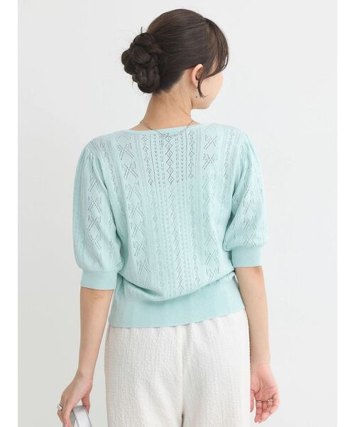 earth music&ecology（アースミュージックアンドエコロジー）の「リボン柄透かし編みニットカーディガン（カーディガン/ボレロ・レディース・オフホワイト/レッド/ミント/ネイビー・FREE）」の13枚目の写真