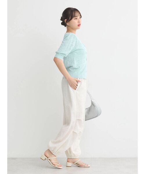 earth music&ecology（アースミュージックアンドエコロジー）の「リボン柄透かし編みニットカーディガン（カーディガン/ボレロ・レディース・オフホワイト/レッド/ミント/ネイビー・FREE）」の15枚目の写真