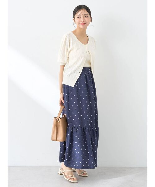 earth music&ecology（アースミュージックアンドエコロジー）の「リボン柄透かし編みニットカーディガン（カーディガン/ボレロ・レディース・オフホワイト/レッド/ミント/ネイビー・FREE）」の19枚目の写真