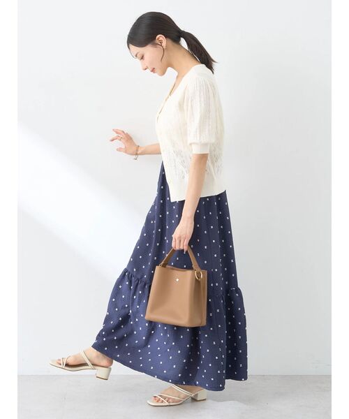 earth music&ecology（アースミュージックアンドエコロジー）の「リボン柄透かし編みニットカーディガン（カーディガン/ボレロ・レディース・オフホワイト/レッド/ミント/ネイビー・FREE）」の20枚目の写真