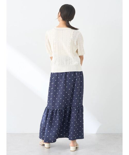 earth music&ecology（アースミュージックアンドエコロジー）の「リボン柄透かし編みニットカーディガン（カーディガン/ボレロ・レディース・オフホワイト/レッド/ミント/ネイビー・FREE）」の21枚目の写真