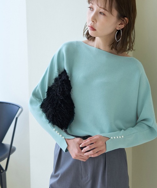 ROPE' PICNIC(ロペピクニック)の「マシュマロ袖パールドルマンニット/リンクコーデ(ニット/セーター・レディース・ブラック/ライトグリーン/グレー系その他/キナリ/ピンク系その他2/ブルー系その他4/ライトグレー・40/38)」の5枚目の写真