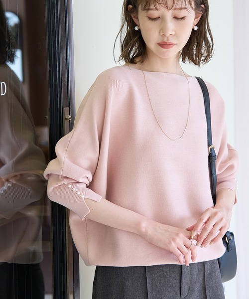 ROPE' PICNIC(ロペピクニック)の「マシュマロ袖パールドルマンニット/リンクコーデ(ニット/セーター・レディース・ブラック/ライトグリーン/グレー系その他/キナリ/ピンク系その他2/ブルー系その他4/ライトグレー・40/38)」の7枚目の写真