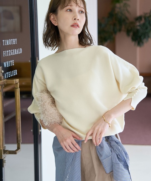 ROPE' PICNIC(ロペピクニック)の「マシュマロ袖パールドルマンニット/リンクコーデ(ニット/セーター・レディース・ブラック/ライトグリーン/グレー系その他/キナリ/ピンク系その他2/ブルー系その他4/ライトグレー・40/38)」の15枚目の写真