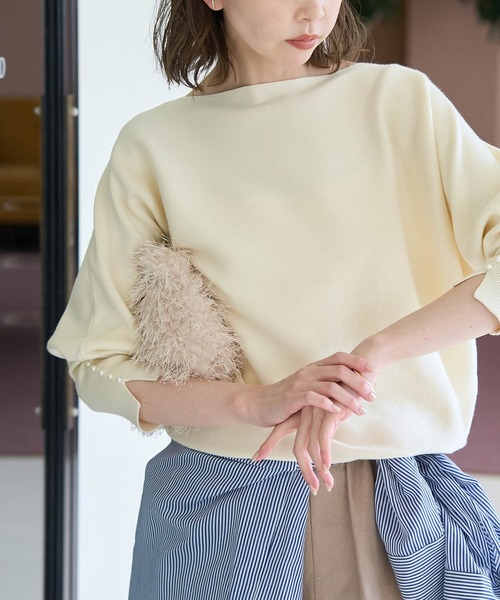 ROPE' PICNIC(ロペピクニック)の「マシュマロ袖パールドルマンニット/リンクコーデ(ニット/セーター・レディース・ブラック/ライトグリーン/グレー系その他/キナリ/ピンク系その他2/ブルー系その他4/ライトグレー・40/38)」の16枚目の写真