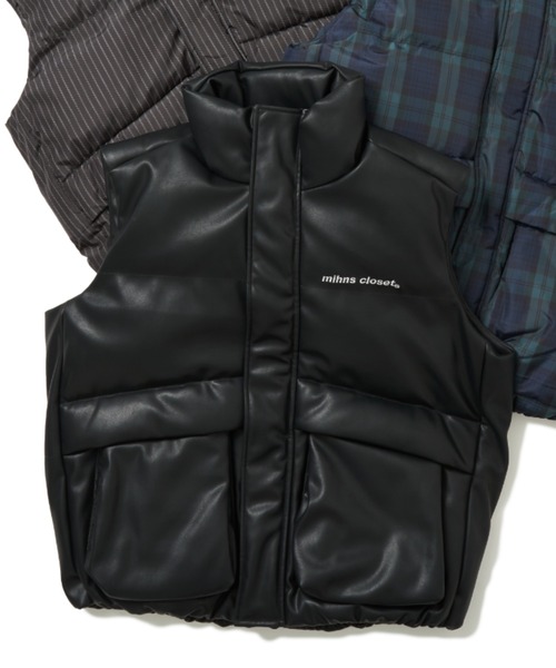 mihns closet(ミンズクローゼット)の「【mihns closet/ミンズクローゼット】26AW パデッドショートベスト / 新色追加(ダウンベスト・メンズ・ブラック/ライトブルー/オフホワイト/ブラウン/ネイビー/その他1/マスタード/チャコール/ブラウン系/ベージュ/その他2/ストライプ/チェック・M/L/LL/S/XS)」の11枚目の写真