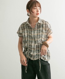 KBF | ドロストシアーチェックブラウス(シャツ/ブラウス)